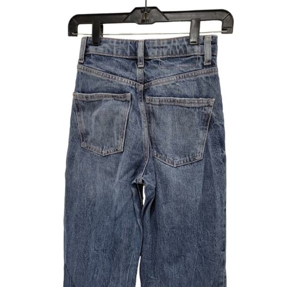 ZARA Wide Leg Jeans Size 0 Blue‎ Denim High Rise Raw Hem - Picture 6 of 9